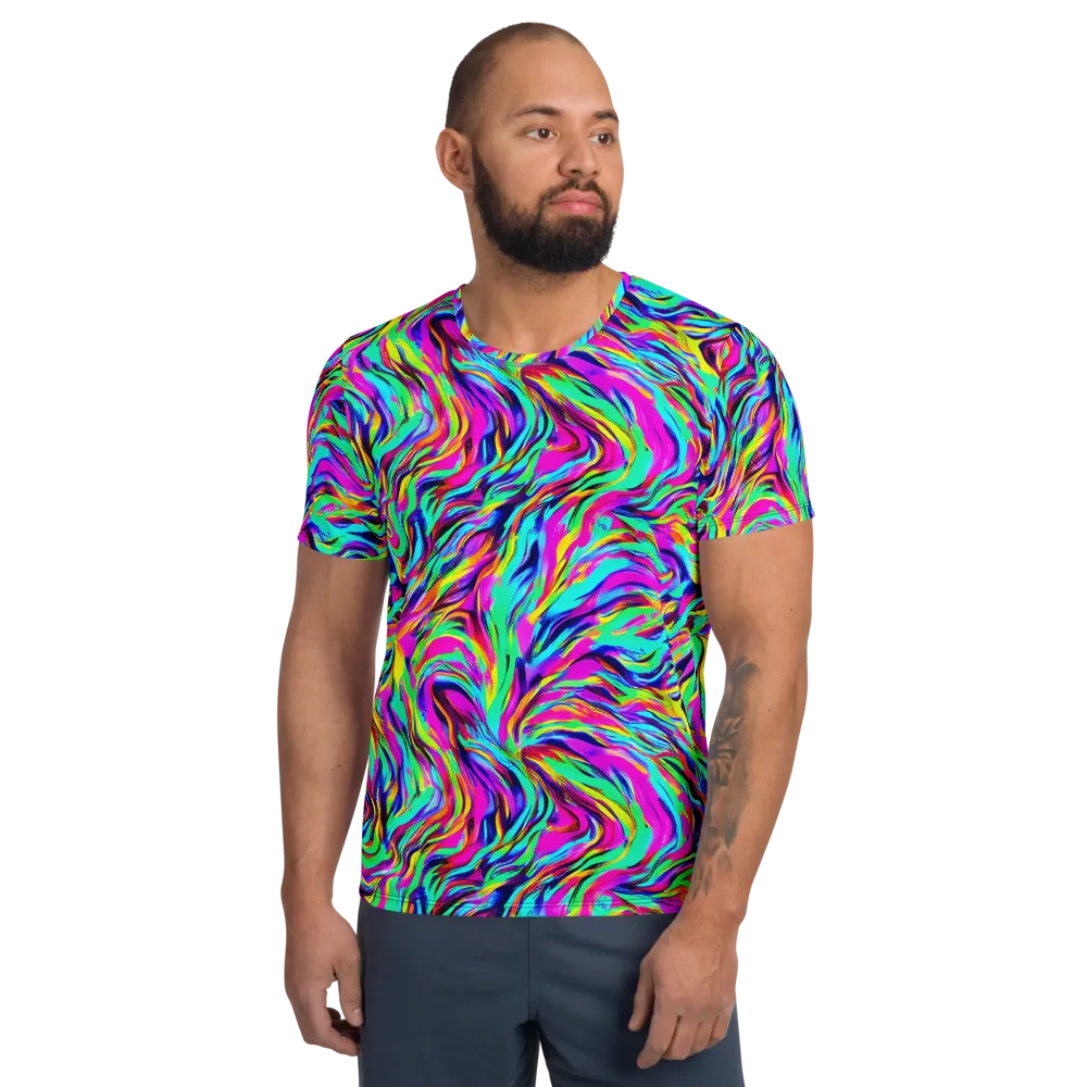 Rainbow Riot on Men's Athletic T-Shirt — Front