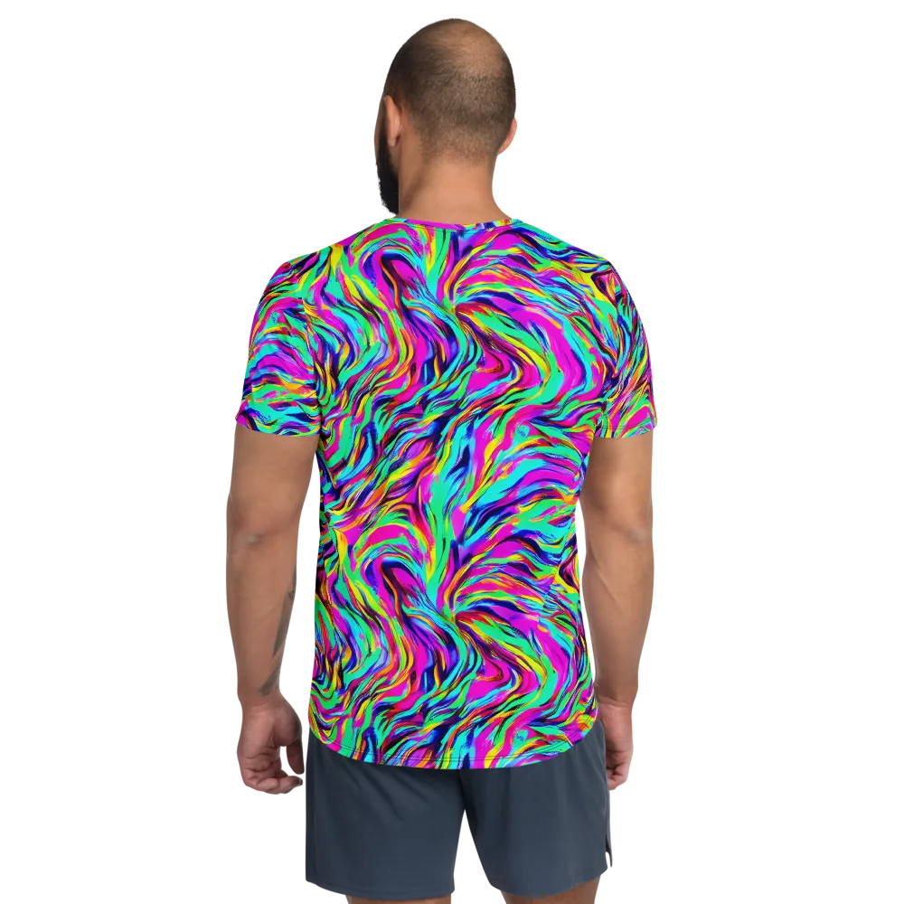 Rainbow Riot on Men's Athletic T-Shirt — Back