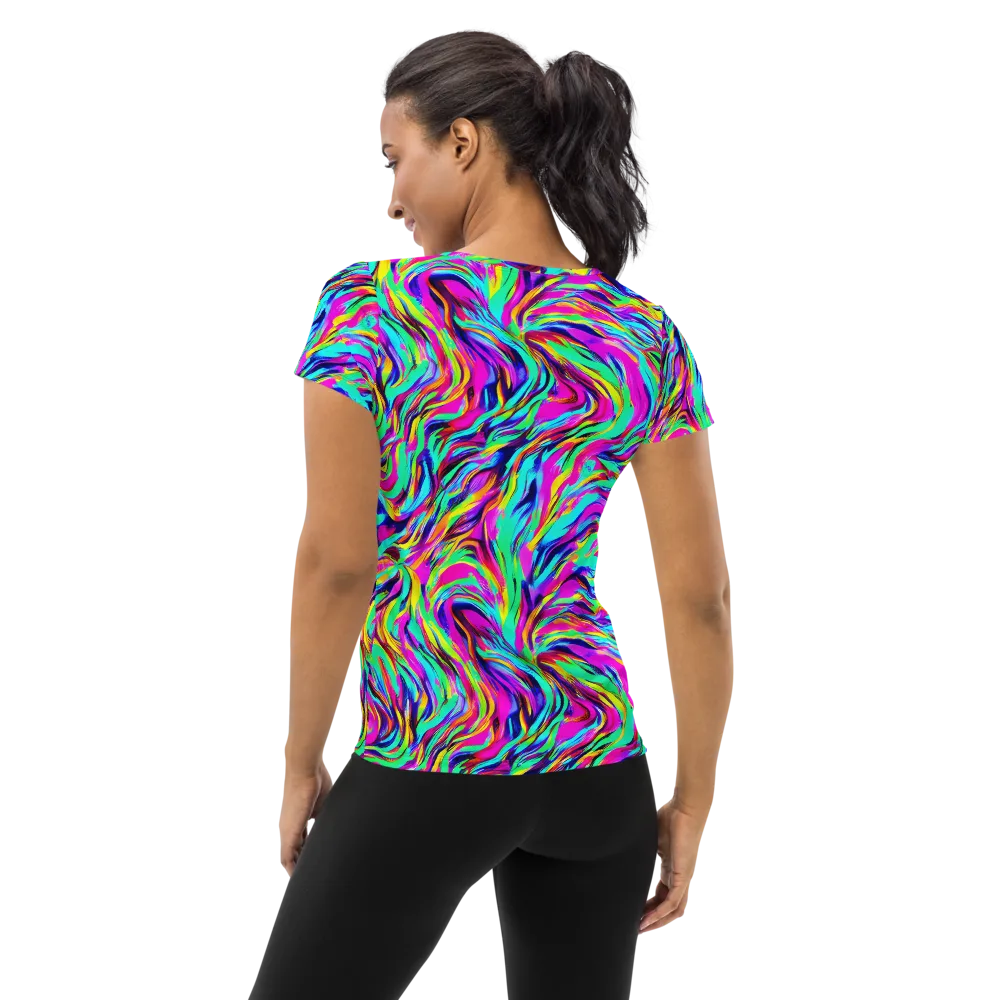 Rainbow Riot on Women's Athletic T-Shirt — Back