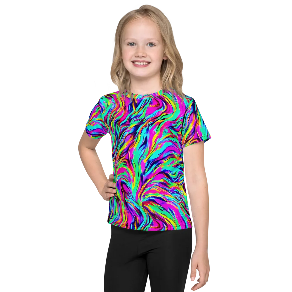 Rainbow Riot on Kids Crew Neck T-Shirt — Front