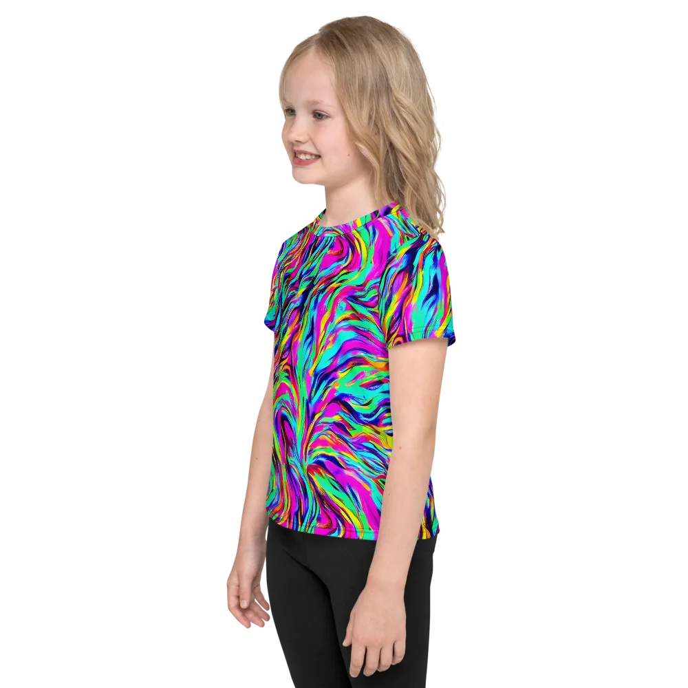 Rainbow Riot on Kids Crew Neck T-Shirt — Left