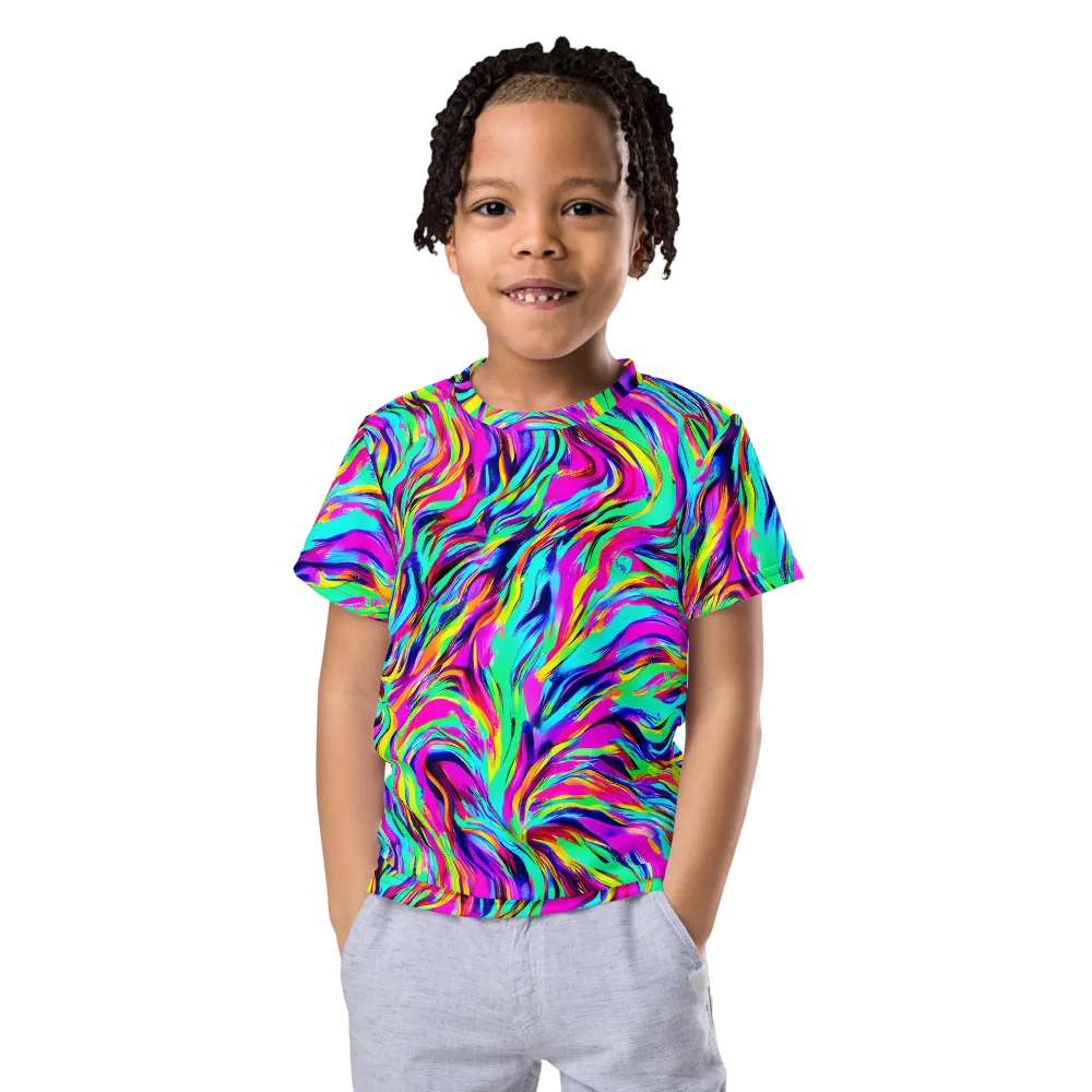Rainbow Riot on Kids Crew Neck T-Shirt — Front