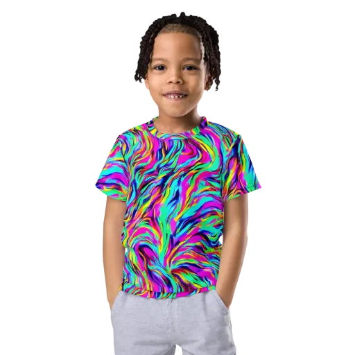 Rainbow Riot on a Kids Crew Neck T-Shirt