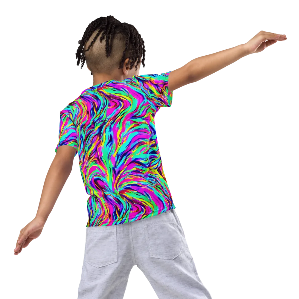 Rainbow Riot on Kids Crew Neck T-Shirt — Back