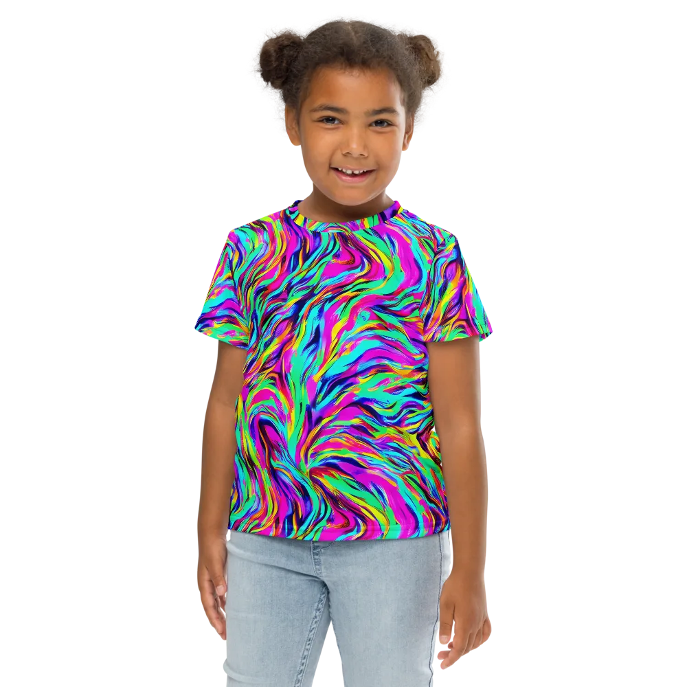 Rainbow Riot on Kids Crew Neck T-Shirt — Front