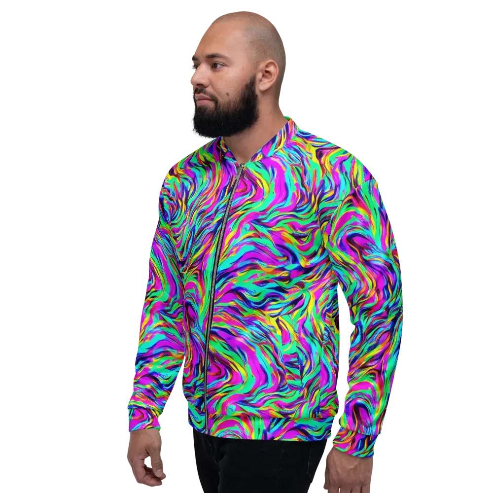 Rainbow Riot on Bomber Jacket — Left