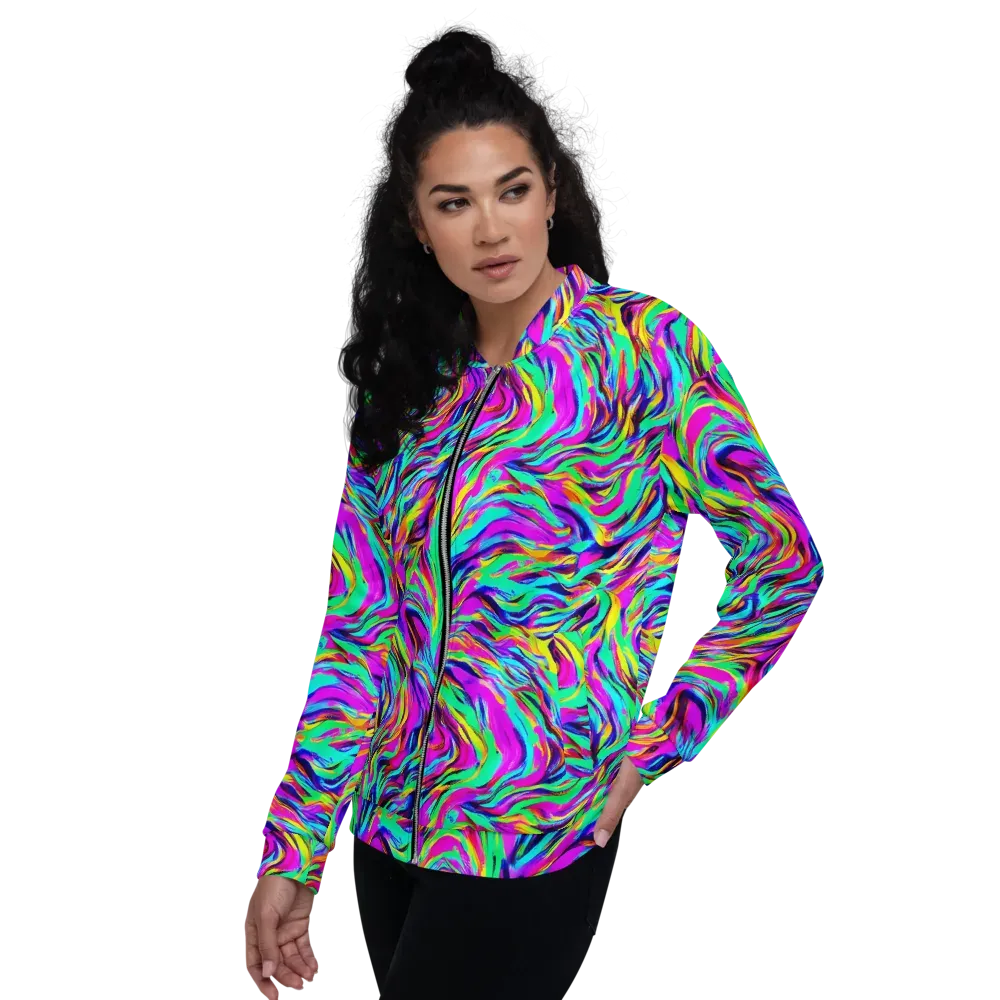 Rainbow Riot on Bomber Jacket — Left