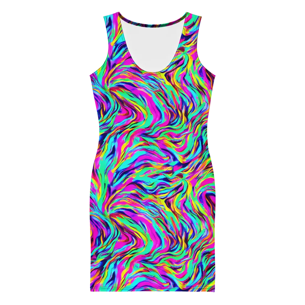 Rainbow Riot on Bodycon Dress — Front
