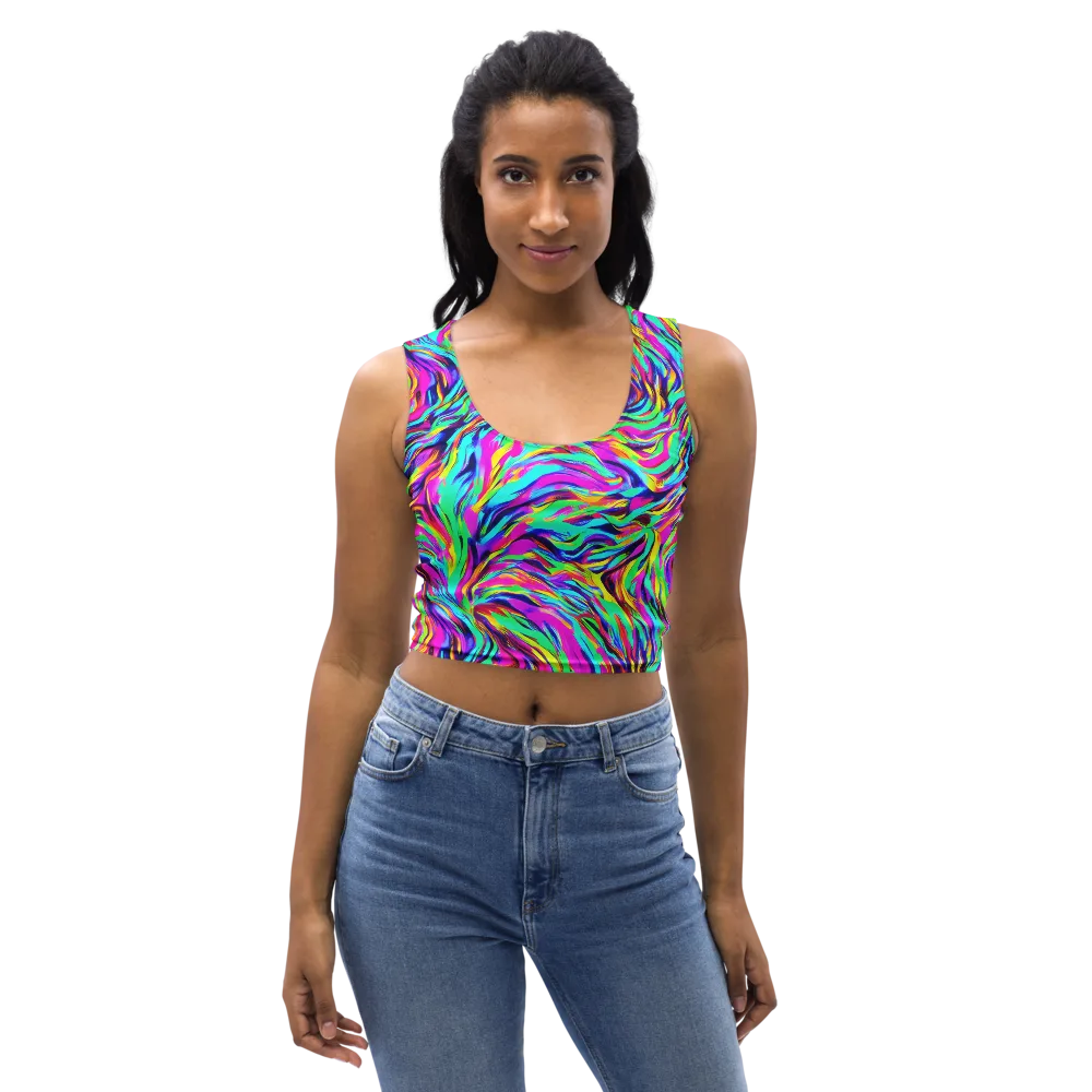 Rainbow Riot on Crop Top — Front