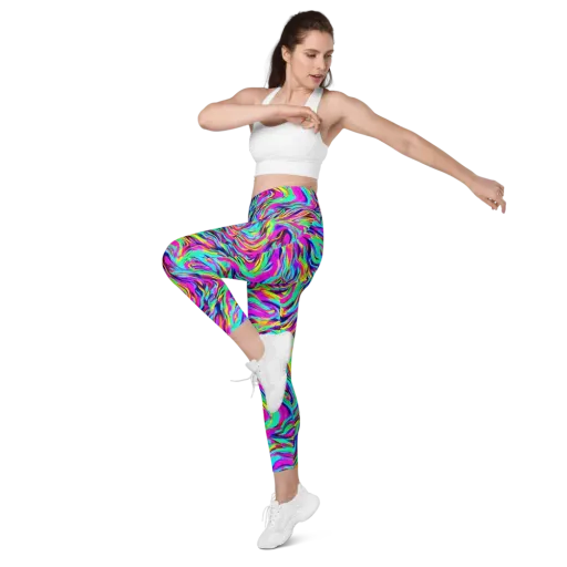 Rainbow Riot on a Leggings with Pockets