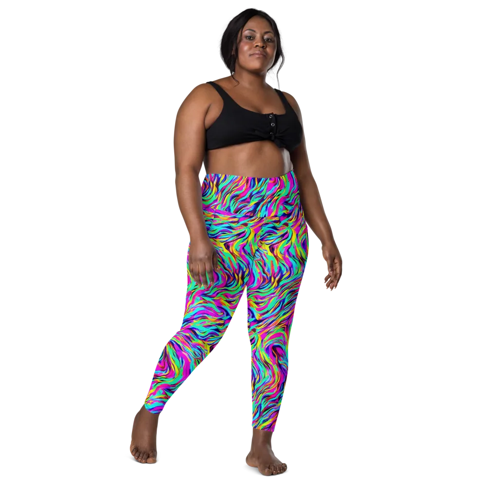Rainbow Riot on Leggings with Pockets — Front