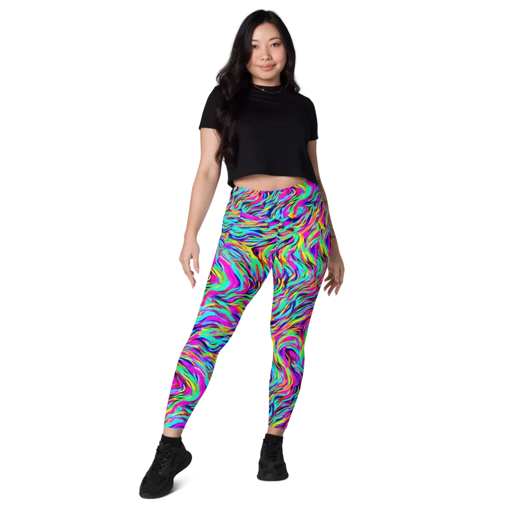 Rainbow Riot on Leggings with Pockets — Front