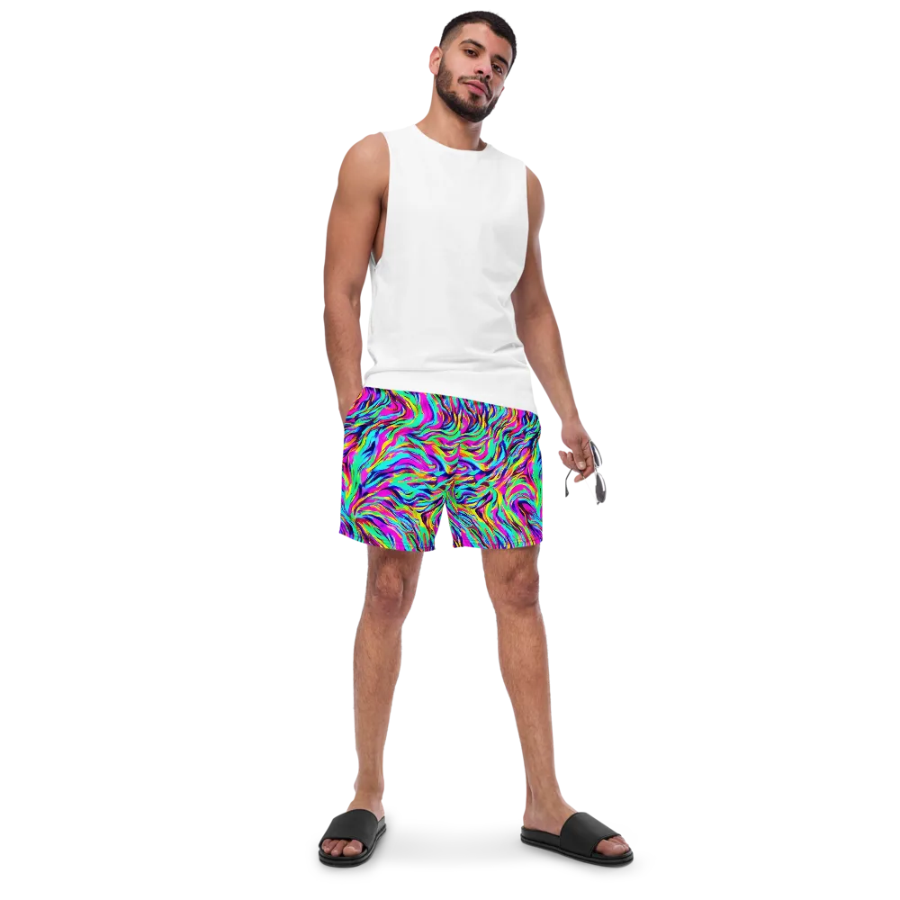 Rainbow Riot on Swim Trunks — Front