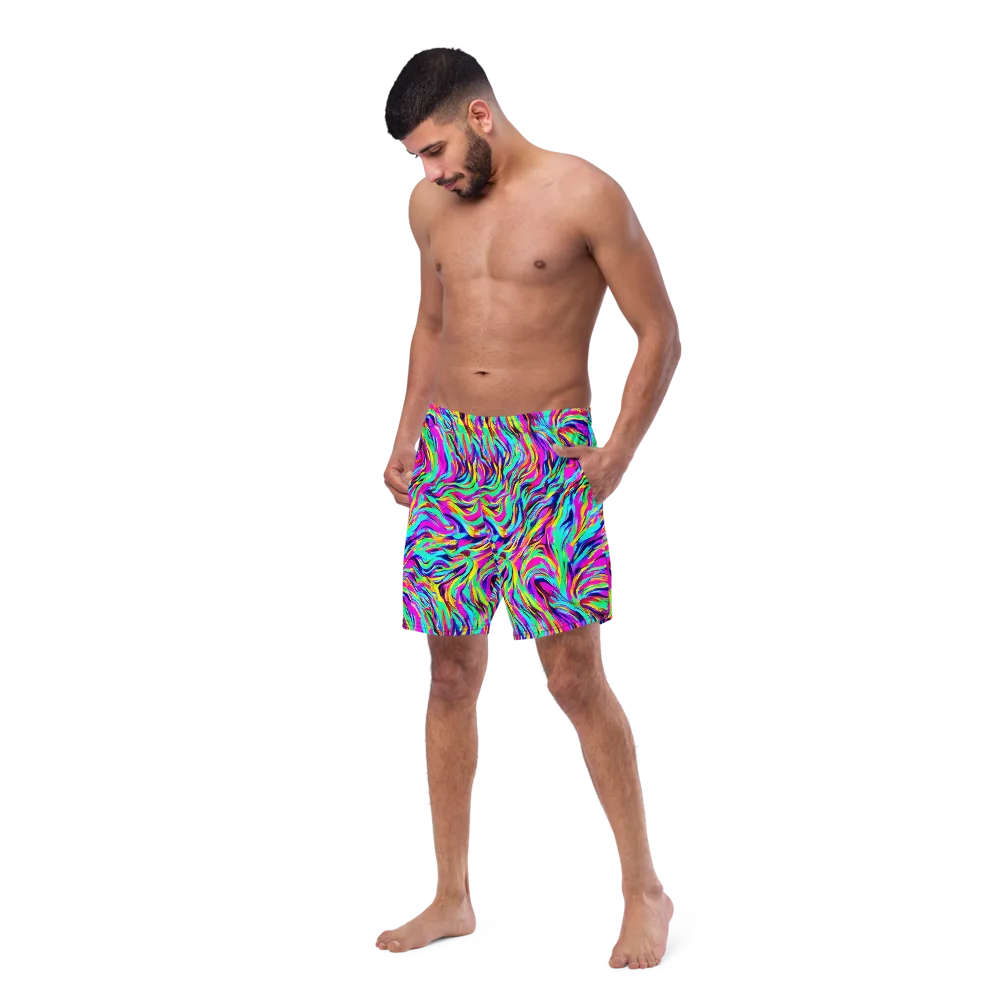 Rainbow Riot on Swim Trunks — Left Front