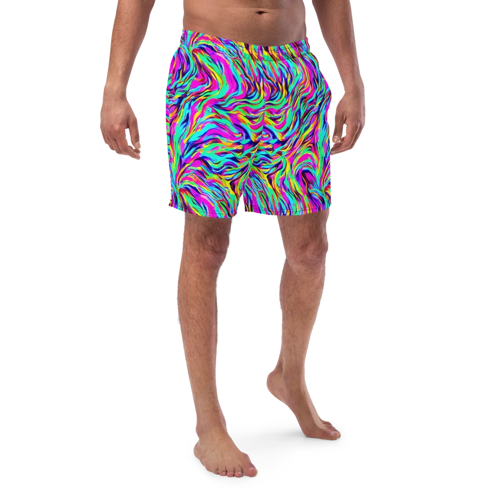 Rainbow Riot on Swim Trunks — Front