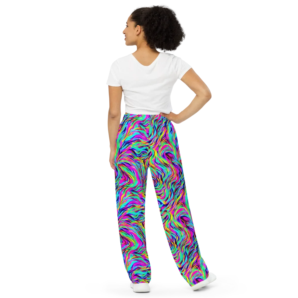 Rainbow Riot on Wide-Leg Pants — Back