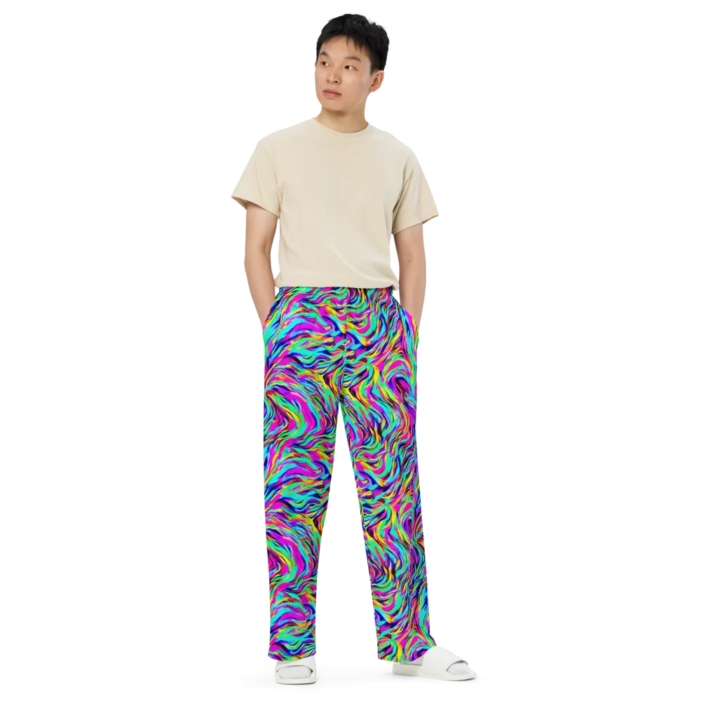 Rainbow Riot on Wide-Leg Pants — Front