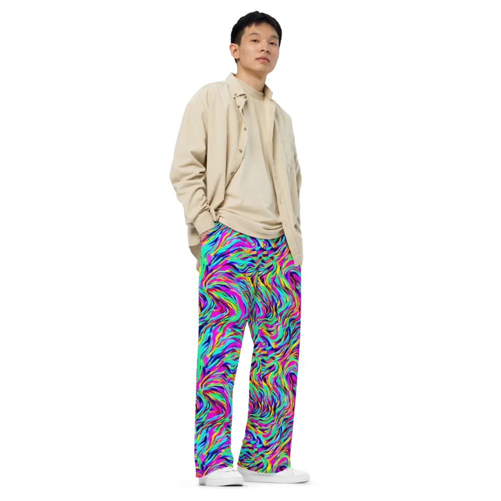 Rainbow Riot on Wide-Leg Pants — Right Front