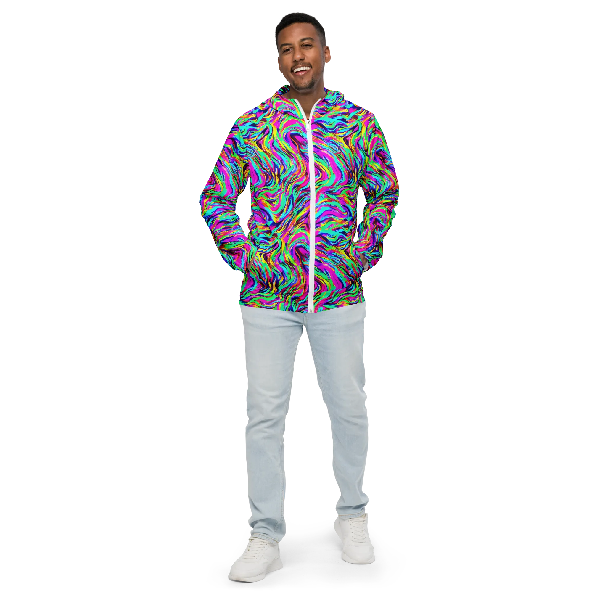 Rainbow Riot on Men's Windbreaker — Front