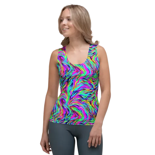 Rainbow Riot on a Women's Tank Top
