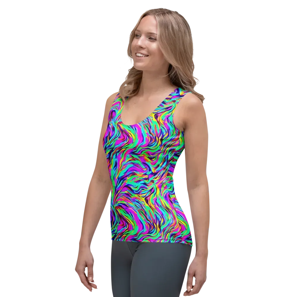 Rainbow Riot on Women's Tank Top — Left Front