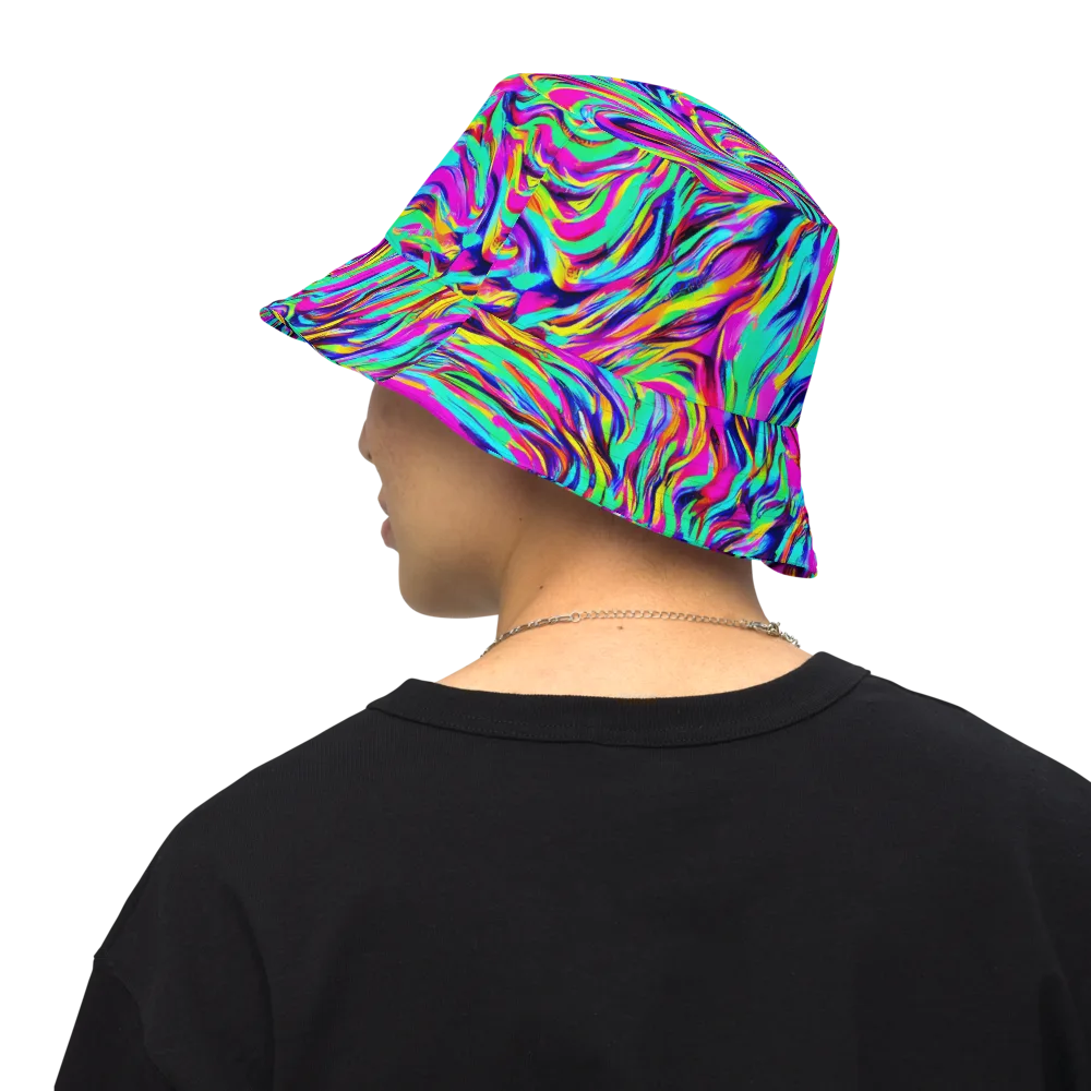 Rainbow Riot on Reversible Bucket Hat — Back Inside