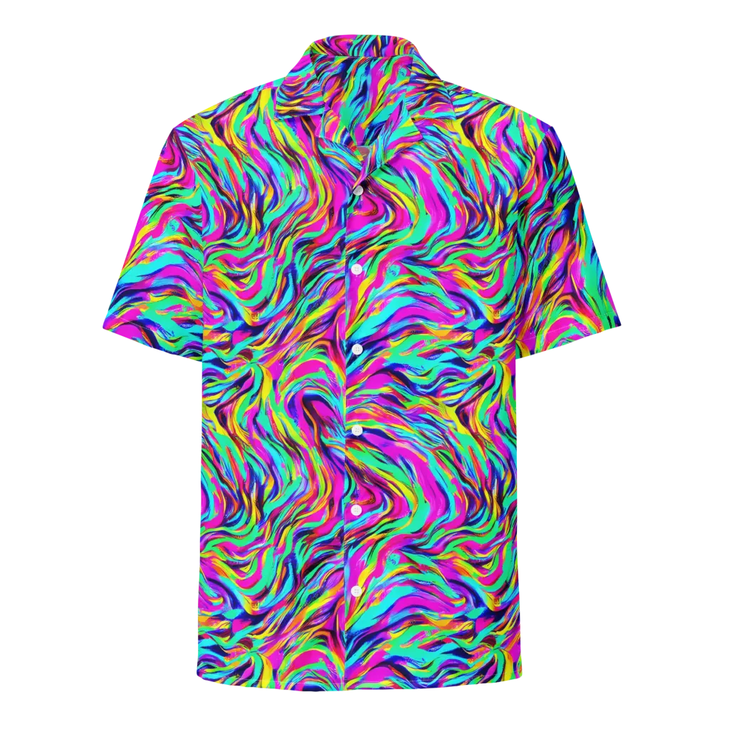 Rainbow Riot on Button Shirt — Front