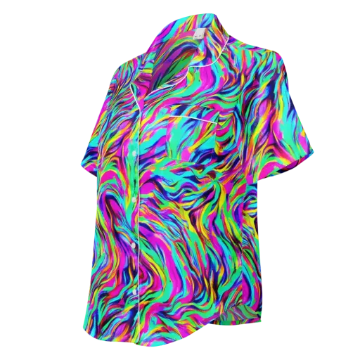 Rainbow Riot on a Women's Short Sleeve Pajama Top
