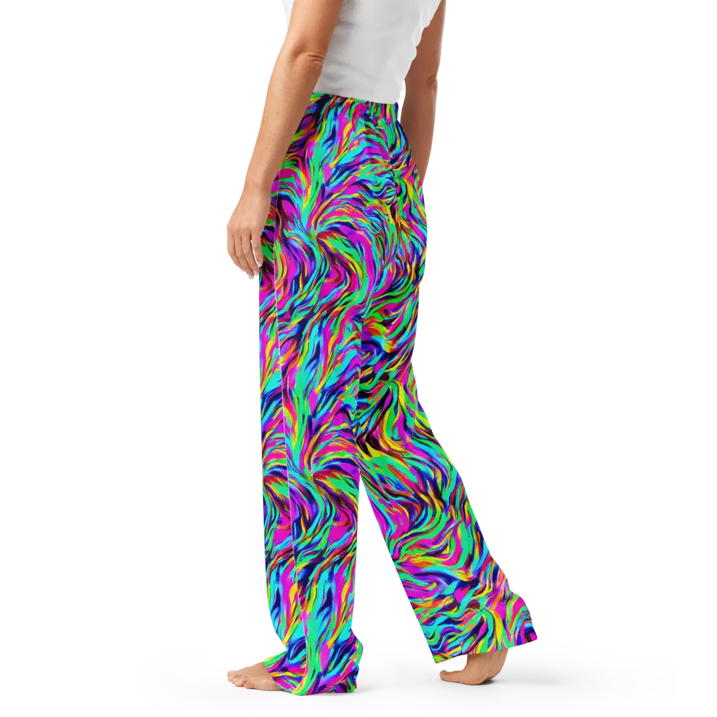 Rainbow Riot on Women's Pajama Pants — Left