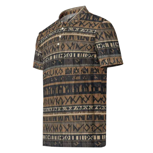 Ochre Glyphs on a Men's Slim Fit Polo Shirt