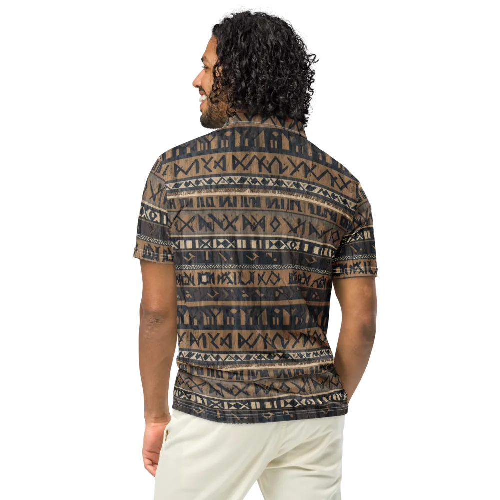 Ochre Glyphs on Men's Slim Fit Polo Shirt — Back