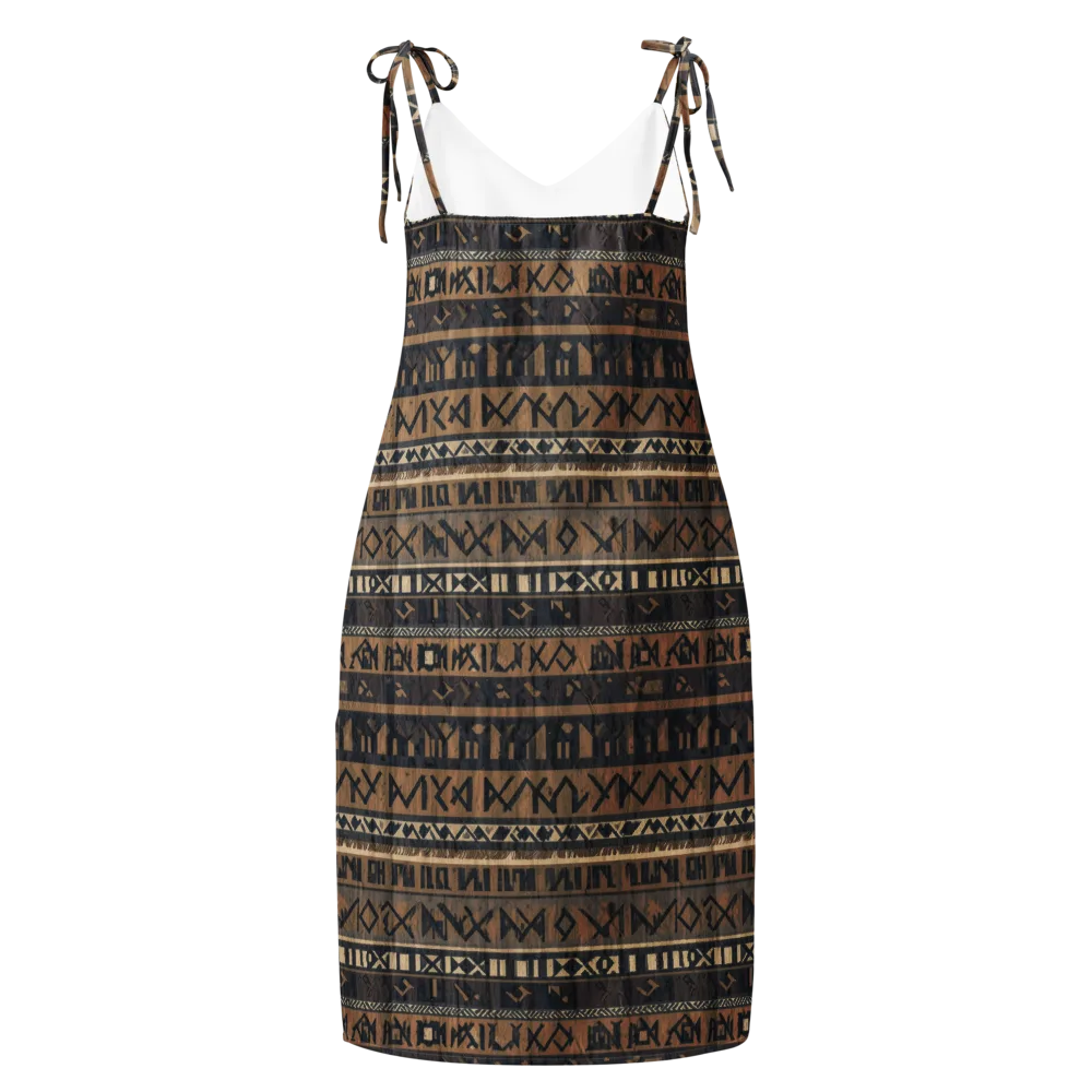 Ochre Glyphs on Slip Dress — Back