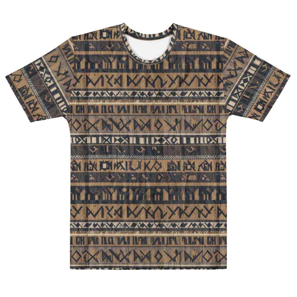 Ochre Glyphs on Men's Cotton Crew Neck T-Shirt — Front