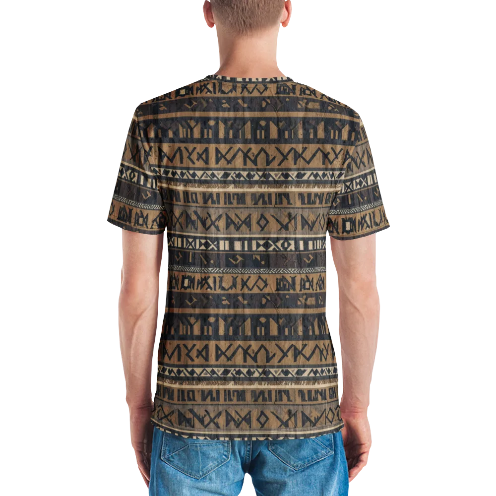 Ochre Glyphs on Men's Crew Neck T-Shirt — Back