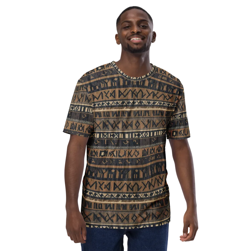 Ochre Glyphs on Men's Crew Neck T-Shirt — Front