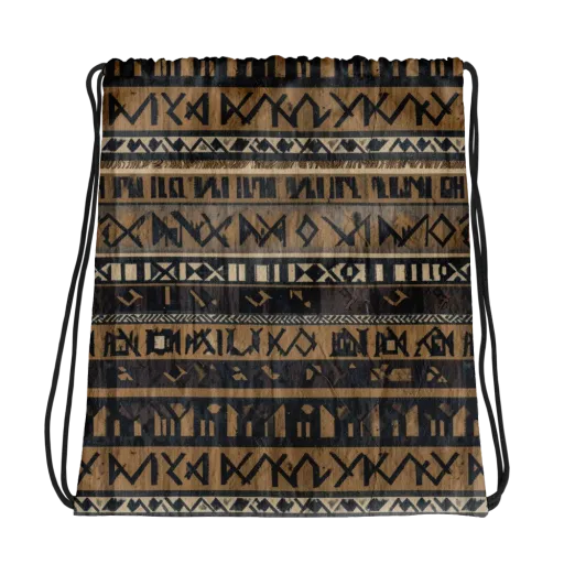 Ochre Glyphs on a Drawstring Bag