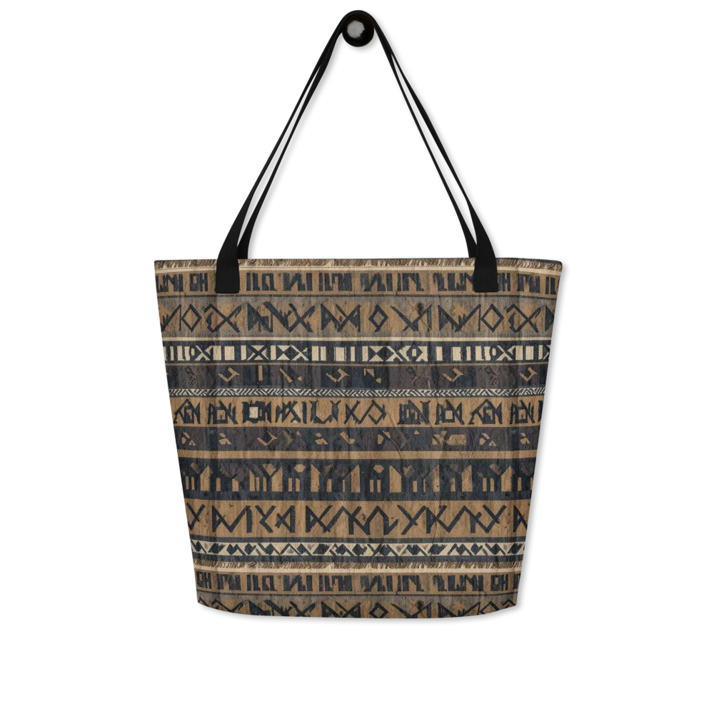 Ochre Glyphs on Large Tote Bag W/ Pocket — Front