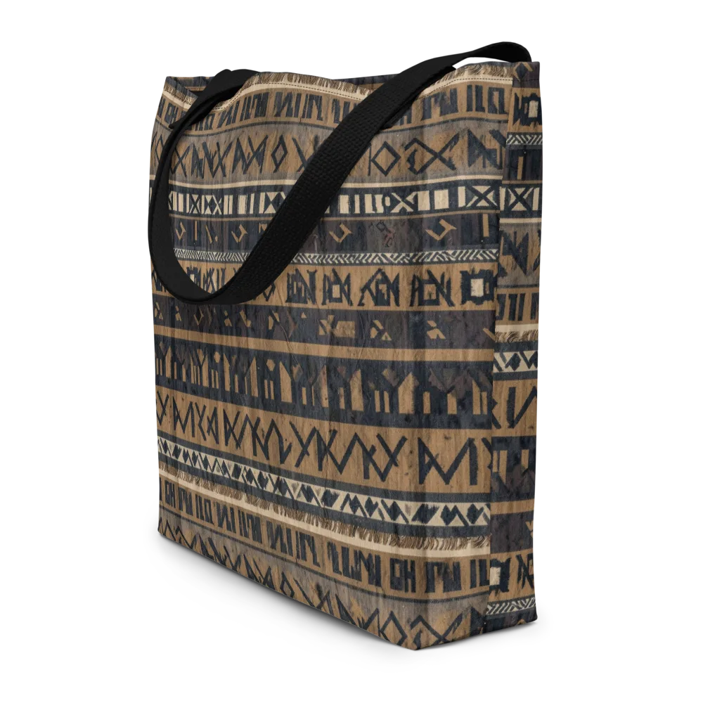 Ochre Glyphs on Large Tote Bag W/ Pocket — Front