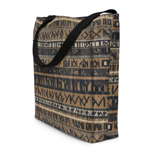 Ochre Glyphs on a Large Tote Bag W/ Pocket