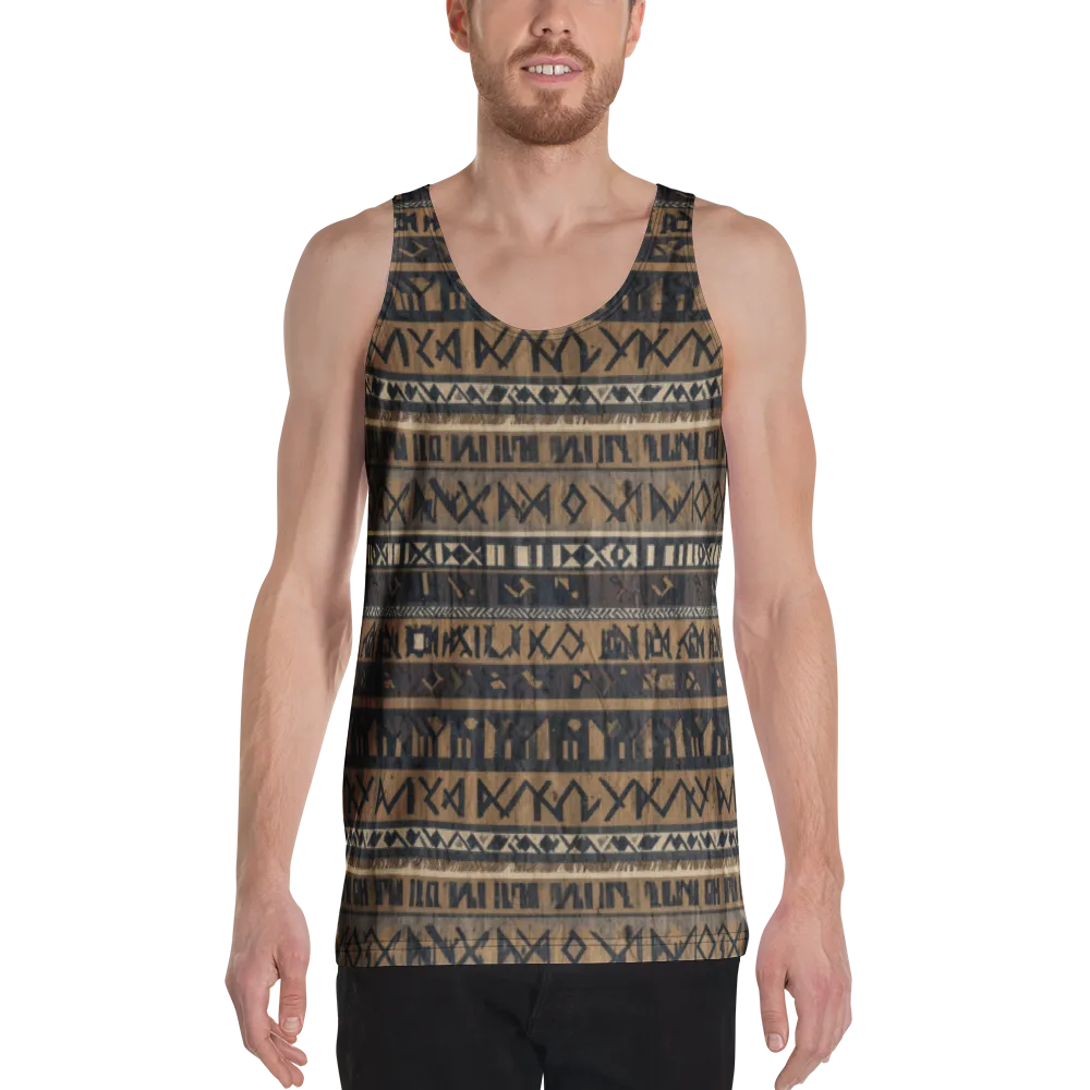 Ochre Glyphs on Men's Tank Top — Front