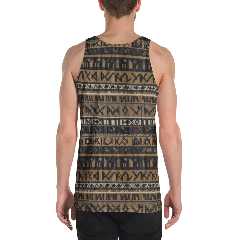 Ochre Glyphs on Men's Tank Top — Back