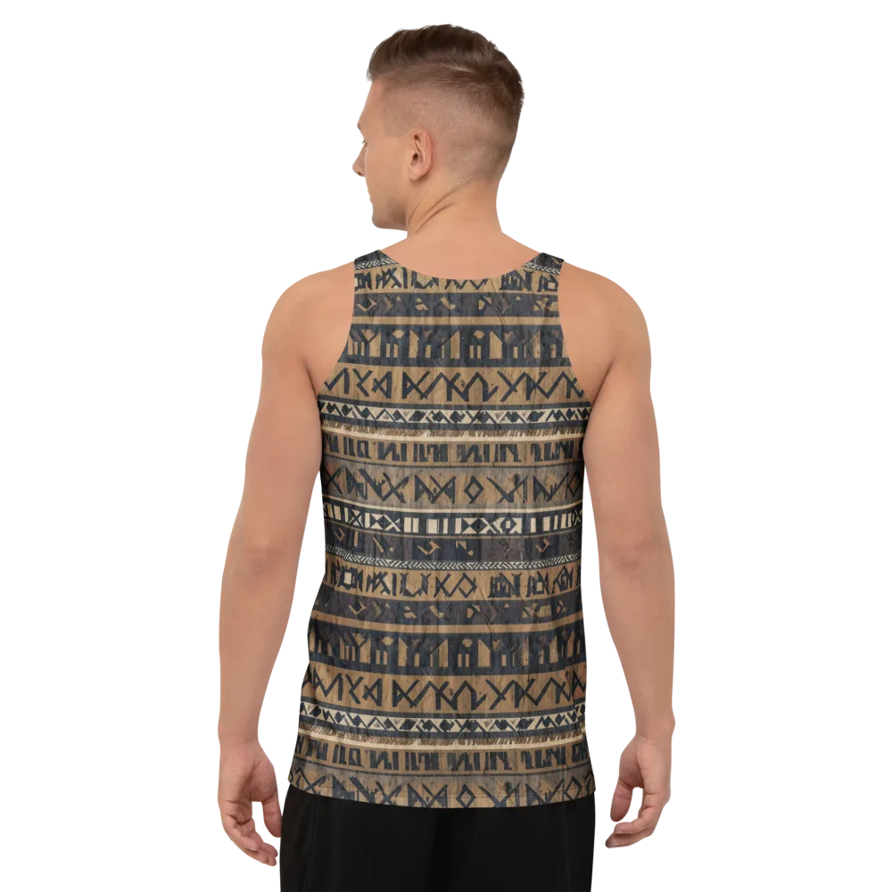 Ochre Glyphs on Men's Tank Top — Back