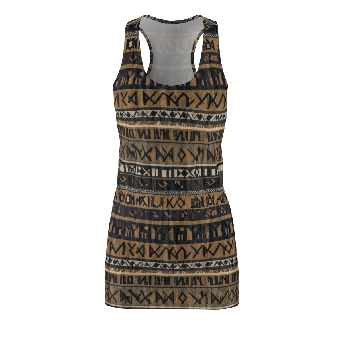 Ochre Glyphs on Racerback Dress — Front