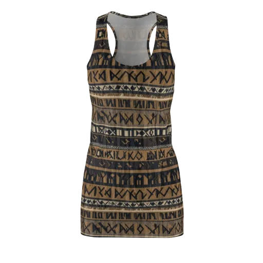 Ochre Glyphs on a Racerback Dress