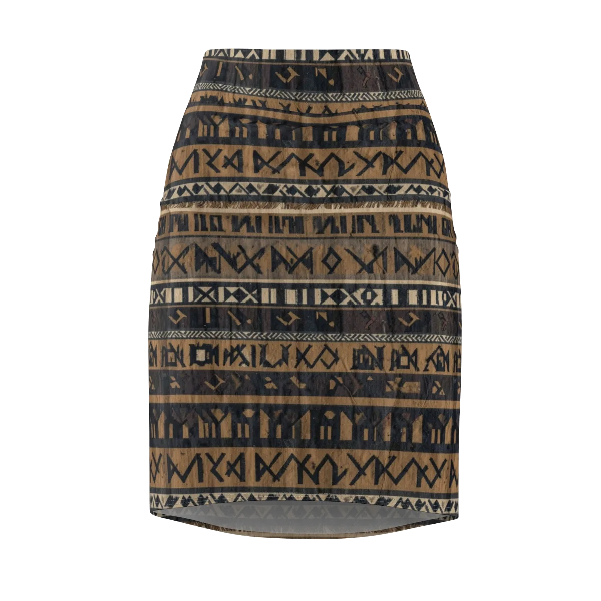 Ochre Glyphs on Pencil Skirt — Front
