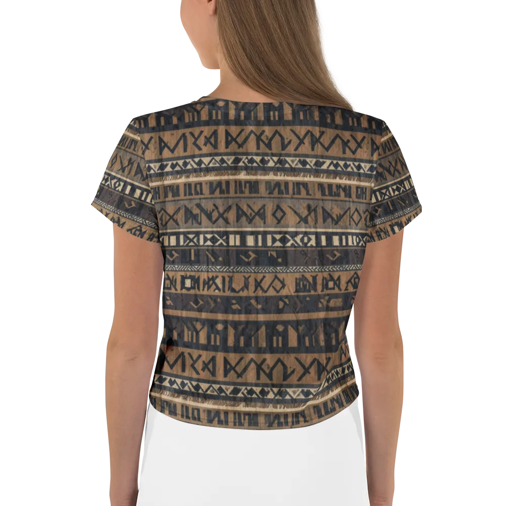 Ochre Glyphs on Crop Tee — Back