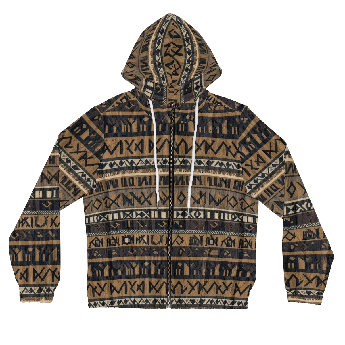 Ochre Glyphs on Women's Full-Zip Hoodie — Front