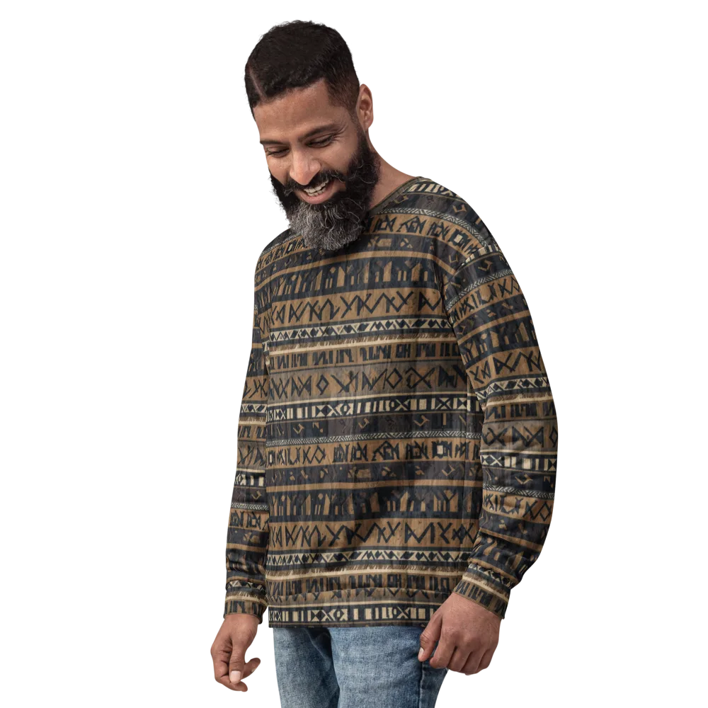 Ochre Glyphs on Sweatshirt — Left Front