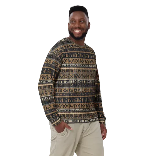 Ochre Glyphs on a Sweatshirt