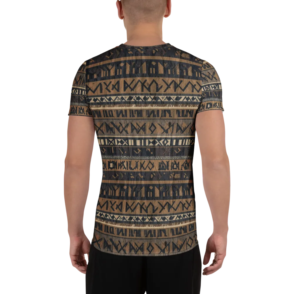 Ochre Glyphs on Men's Athletic T-Shirt — Back